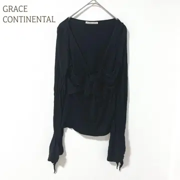그레이스 콘티넨탈 실크 혼방 리본 묶음 시어풍 (S) 블라우스