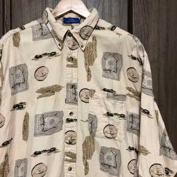 90s PENDLETON 플란넬 셔츠 L 베이지 올 패턴