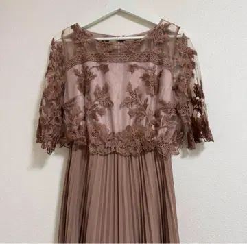 플라워 자수 레이스 절개 플리츠 롱 파티 드레스 결혼식