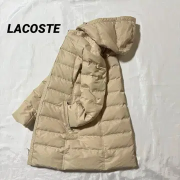 라코스테 2way 다운 코트 후드 부착 노카라 코트 더블 지퍼