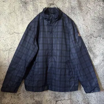 Dickies 원포인트 자수 체크 무늬 나일론 자켓 L 네이비