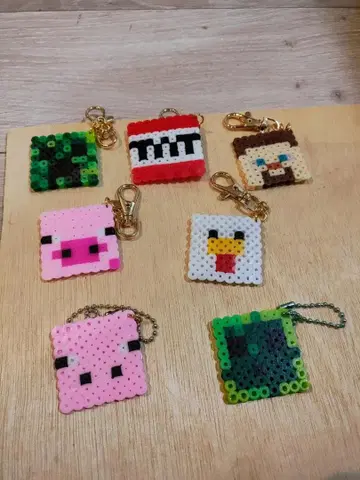 마인크래프트 펄러비즈 키링 7개 세트 Minecraft