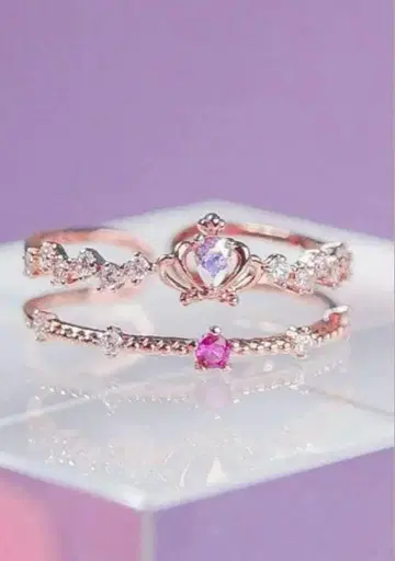 2연 반지 핑크 스톤