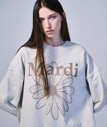 Mardi 플라워 프린트 맨투맨 오트밀