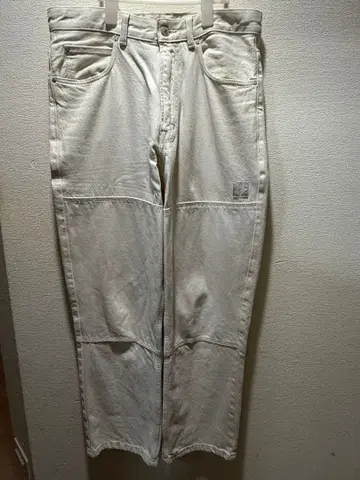 화이트 데님 와이드 레그 팬츠