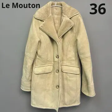 Le Mouton 무스탕 코트 리얼 가죽 양가죽 36 사이즈 베이지
