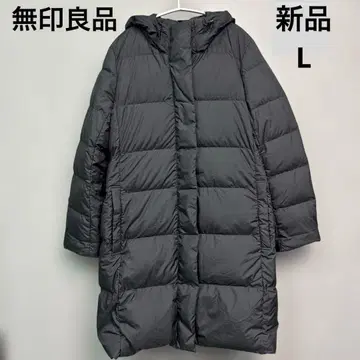 무인양품 MUJI 롱 다운 코트 롱 후드 부착 블랙 L 블랙