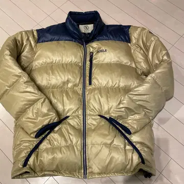 새상품급 AIGLE 다운 자켓 골드/네이비 XL 방한 두꺼움