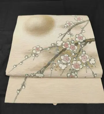 [신년 이벤트용] 순수 실크 미사용 매실 작가 나고야 오비