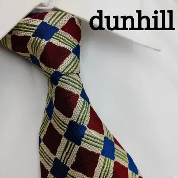 던힐 고급 실크 넥타이 올 패턴 마룬