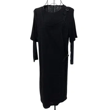 새상품급 CREATION 비대칭 롱 원피스 와플 원단 블랙