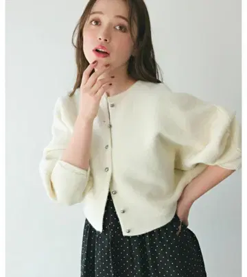 [ 미사용 새상품 ] an chic() 푸치 실버 버튼 돌먼 가디건