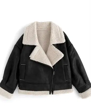 보아 칼라 가죽 자켓