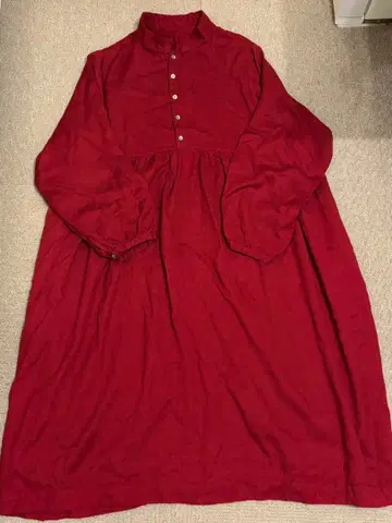 YARRA 와인 레드 울 혼방 풀오버 셔츠 원피스