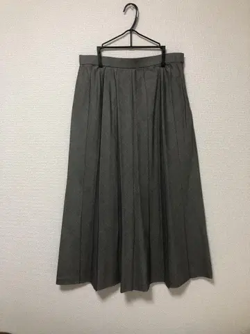 그레이 플리츠 롱 스커트