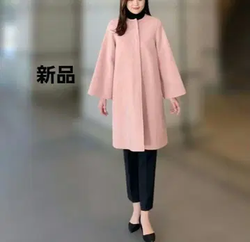 새상품 핑크 노카라 울 코트