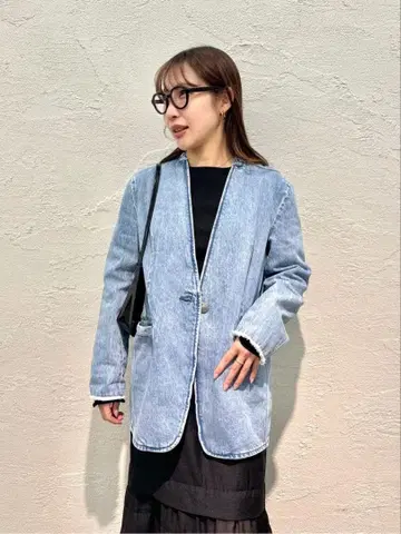 25SS 데님 노카라 자켓