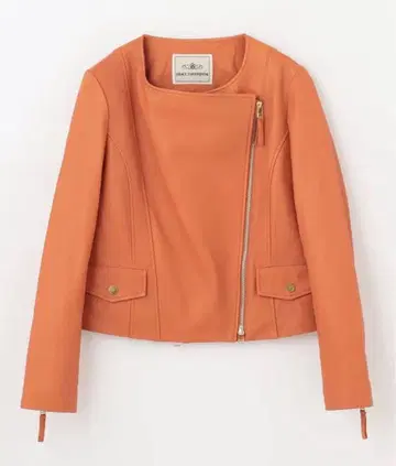 GRACE CONTINENTAL 오렌지 가죽 숏 자켓