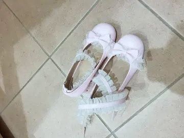 핑크 리본 프릴 발레 슈즈 지뢰계