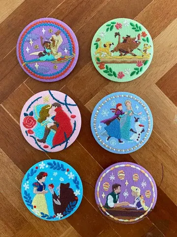 디즈니 프린세스 자수 캔뱃지 6개 세트