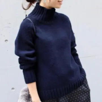 IENA AQUA 로우게이지 하이넥 풀오버 니트 블라우스