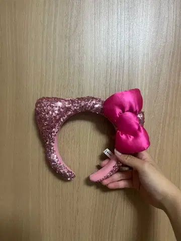 고양이 귀 머리띠 리본 포함 핑크