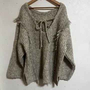 LOWRYS FARM 2WAY 프린지 멜란지 베이지