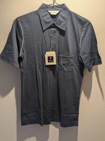 PIA 네이비 도트 무늬 피케 셔츠 재팬 빈티지