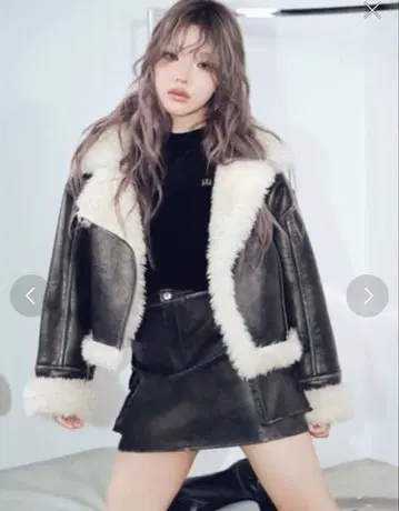 murua 무스탕풍 퍼(fur) 부착 가죽 자켓