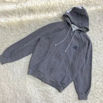 adidas 양품 풀 집업 후드티 로고 네이비 ( M )