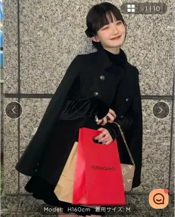 블랙 케이프 코트 M 사이즈