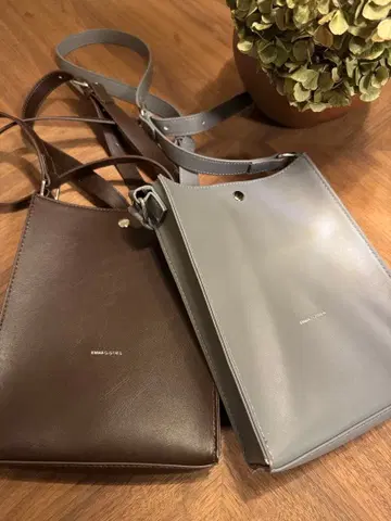 가죽 숄더백 브라운 그레이 2색 세트