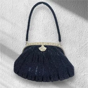 앤티크풍 비즈 백 파티 백 네이비 빈티지풍 자수