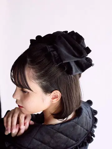 lilLilly Starry 리본 스크런치 블랙 블랙