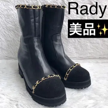 여성용 부츠 Rady 레이디 숏 체인 통굽 사이드 지퍼