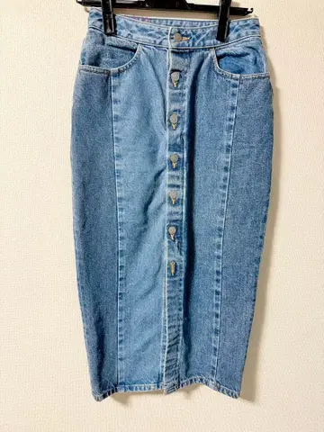론 헤르만 빈티지 데님 스커트 버튼 프론트 슬림 핏