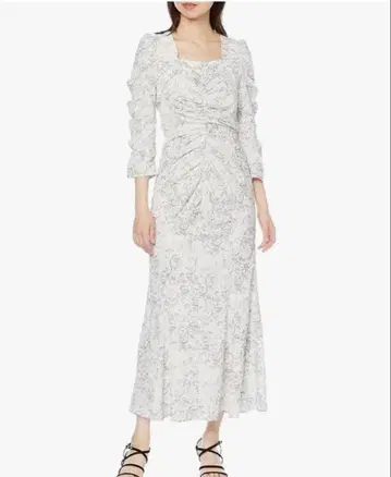 [스나이델] 바리에 프린트 셔링 원피스 [0] 화이트 롱