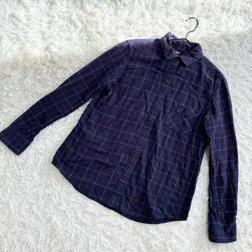 유니클로 플란넬 셔츠 체크 무늬 코튼 기모 캐주얼 (M)