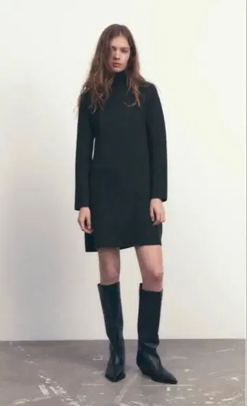 자라 미니 기장 니트 원피스 다크 그레이 M