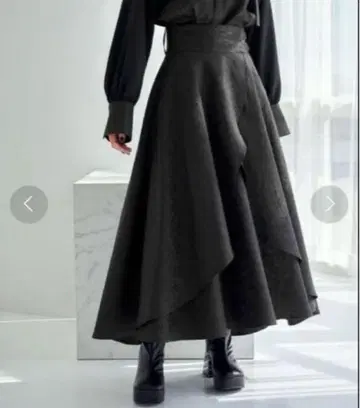 [ 새상품급 ] HARE 자카드 플라시 레이어드 스커트 블랙 하레