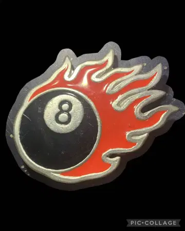 used 아메리칸 8볼 불꽃 디자인 버클