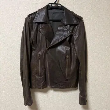 브라운 더블 라이더스 가죽 자켓