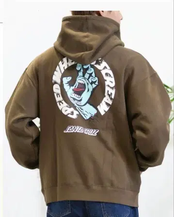 새상품 한정판 SANTACRUZ 풀오버 후드티 백 프린트 남녀 공용