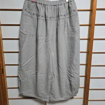 그레이 자수 와이드 팬츠