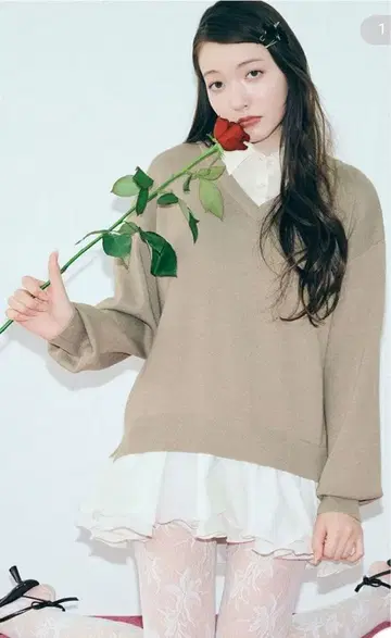 LILY BROWN 셔츠 도킹 프릴 미니 원피스