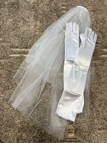웨딩 베일과 롱 그로브 세트