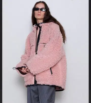 MAISON SPECIAL 오버 사이즈 보아 후디 자켓 핑크