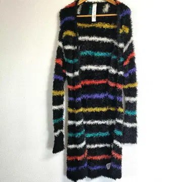 MURUA 무루아 롱 니트 가디건 블랙 + 컬러풀 프리 사이즈