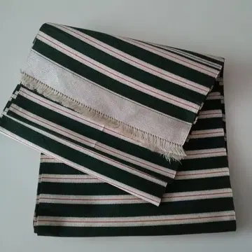 나고야 오비 30cmx416cm 짙은 그린 줄무늬