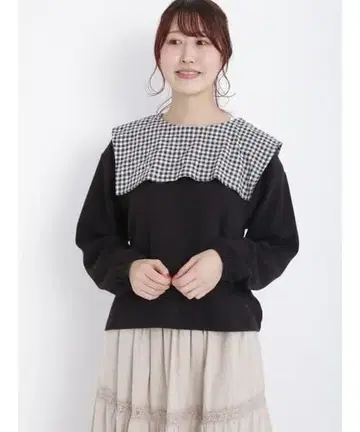 사만사 모스모스 와플 세일러 카라 티셔츠 블랙